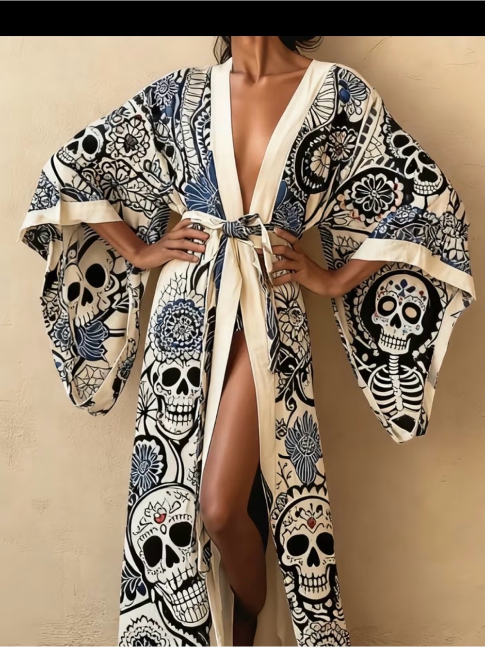 Day of the Dead Skull Kimono Robe NWOT 🌺💀